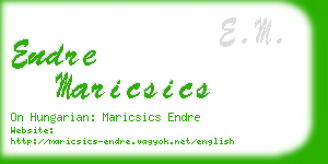 endre maricsics business card